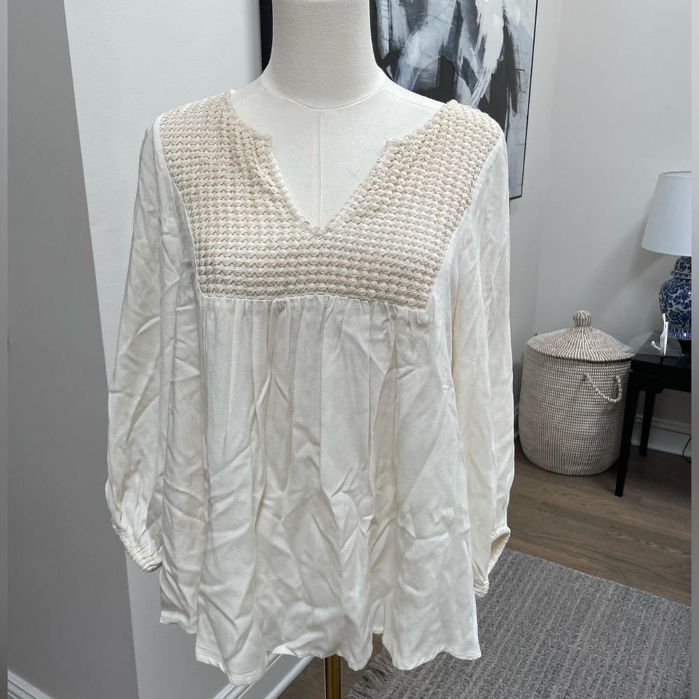 ELLA MOSS Flowy Crochet Boho Blouse Sz S